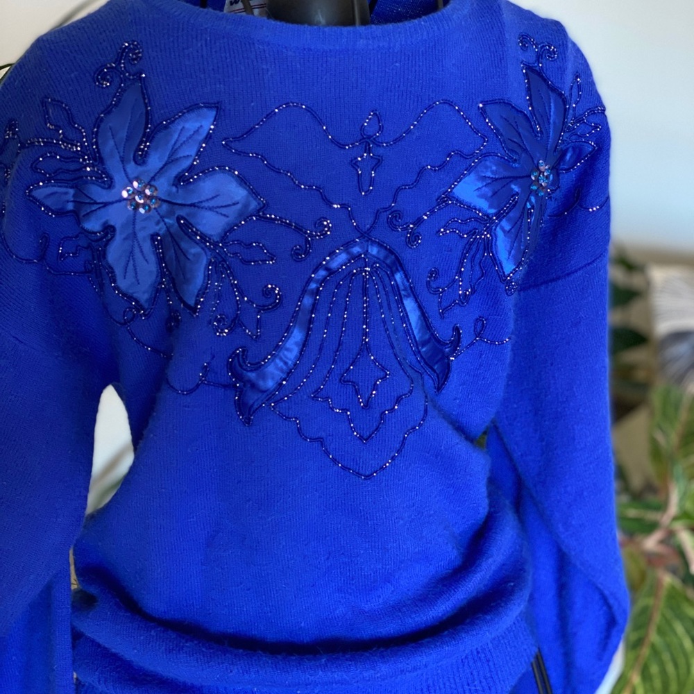 Vintage beaded cobalt sweater! Stunning!!!!